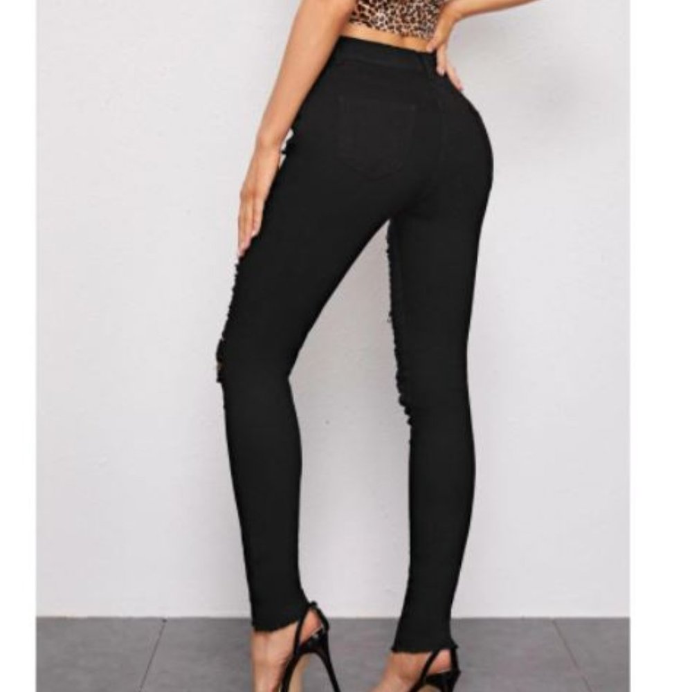 High-Rise High Stretch Distressed Skinny Jeans - Picture 3 of 4